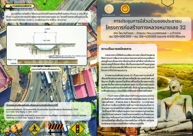 โครงการก่อสร้างทางขนาน ทางหลวงหมายเลข 32 สาย โพนางดำออก - ท่าฉนวน  ตอน บ.บางตาเณร - บ.ท่าทราย ระหว่าง กม.120+000 ถึง กม.124+500